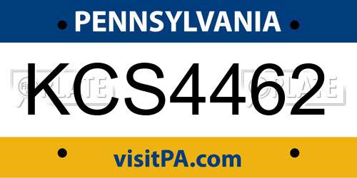 KCS4462 Pennsylvania License Plate