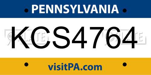 KCS4764 Pennsylvania License Plate