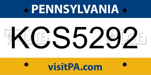 KCS5292 Pennsylvania License Plate