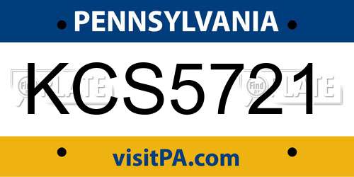 KCS5721 Pennsylvania License Plate