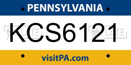 KCS6121 Pennsylvania License Plate
