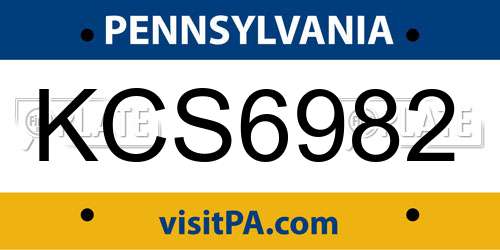 KCS6982 Pennsylvania License Plate