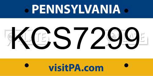 KCS7299 Pennsylvania License Plate