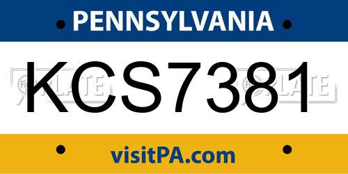 KCS7381 Pennsylvania License Plate