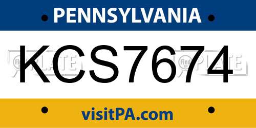 KCS7674 Pennsylvania License Plate