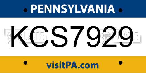 KCS7929 Pennsylvania License Plate
