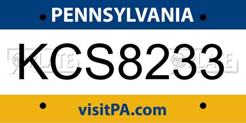 KCS8233 Pennsylvania License Plate