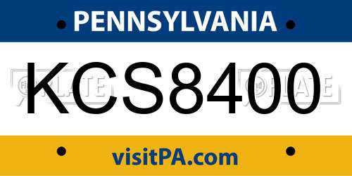 KCS8400 Pennsylvania License Plate