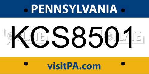 KCS8501 Pennsylvania License Plate