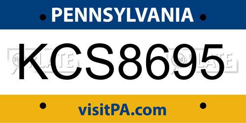 KCS8695 Pennsylvania License Plate