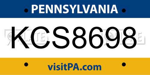 KCS8698 Pennsylvania License Plate