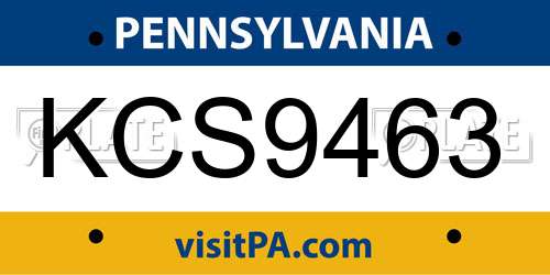 KCS9463 Pennsylvania License Plate