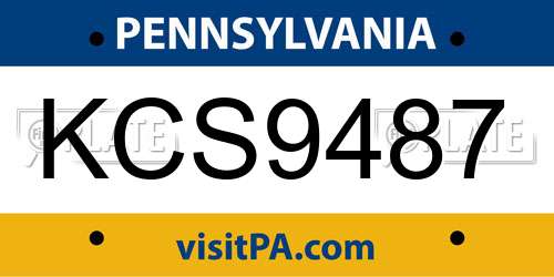 KCS9487 Pennsylvania License Plate