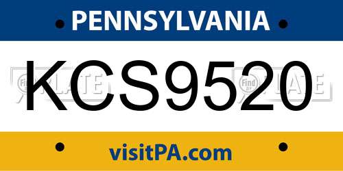 KCS9520 Pennsylvania License Plate