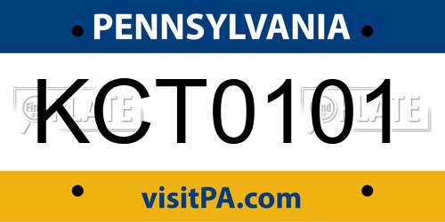 KCT0101 Pennsylvania License Plate