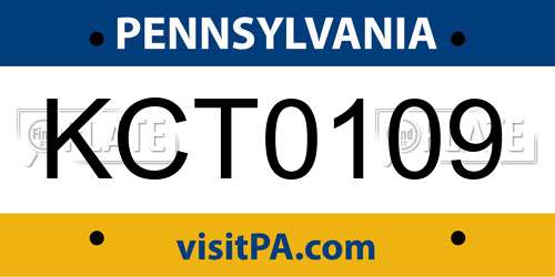 KCT0109 Pennsylvania License Plate