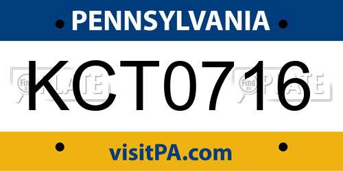 KCT0716 Pennsylvania License Plate