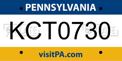 KCT0730 Pennsylvania License Plate
