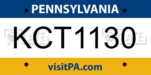 KCT1130 Pennsylvania License Plate