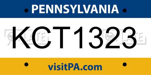 KCT1323 Pennsylvania License Plate