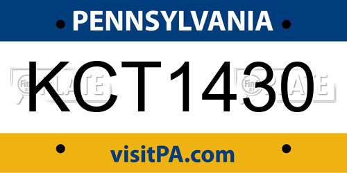 KCT1430 Pennsylvania License Plate