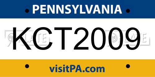 KCT2009 Pennsylvania License Plate