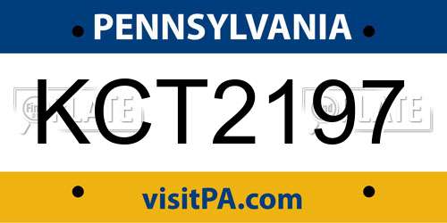 KCT2197 Pennsylvania License Plate