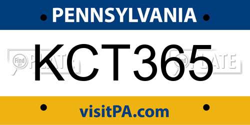 KCT365 Pennsylvania License Plate