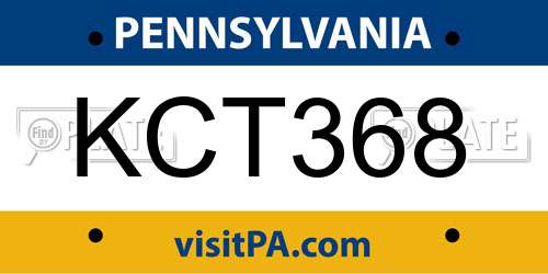 KCT368 Pennsylvania License Plate