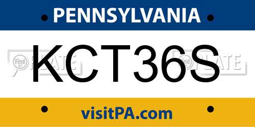 KCT36S Pennsylvania License Plate