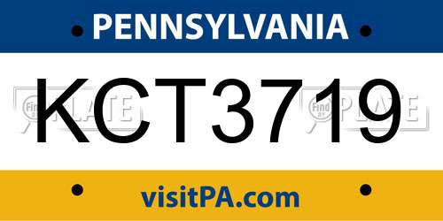 KCT3719 Pennsylvania License Plate