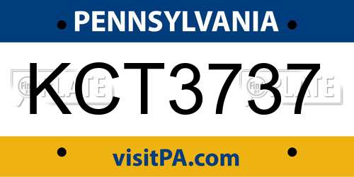KCT3737 Pennsylvania License Plate