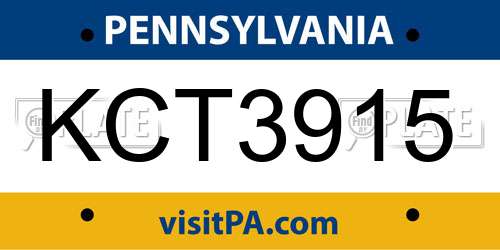 KCT3915 Pennsylvania License Plate