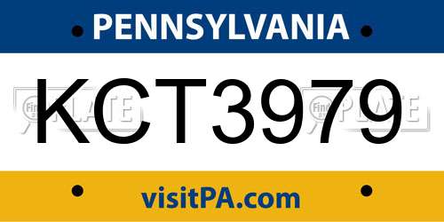 KCT3979 Pennsylvania License Plate