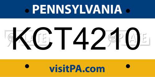 KCT4210 Pennsylvania License Plate