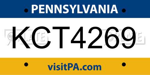 KCT4269 Pennsylvania License Plate