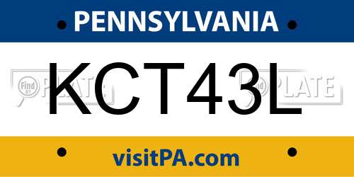 KCT43L Pennsylvania License Plate