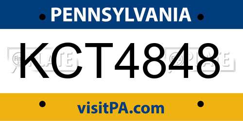 KCT4848 Pennsylvania License Plate
