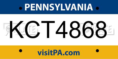 KCT4868 Pennsylvania License Plate