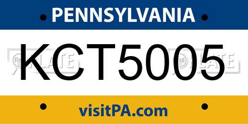 KCT5005 Pennsylvania License Plate