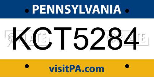 KCT5284 Pennsylvania License Plate