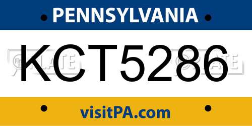 KCT5286 Pennsylvania License Plate