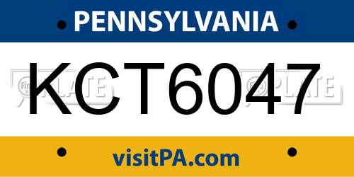 KCT6047 Pennsylvania License Plate