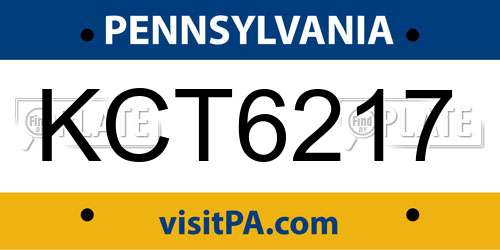 KCT6217 Pennsylvania License Plate