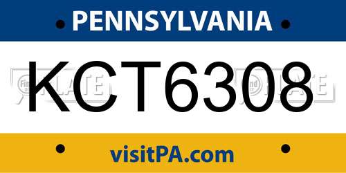 KCT6308 Pennsylvania License Plate