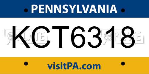 KCT6318 Pennsylvania License Plate