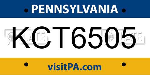 KCT6505 Pennsylvania License Plate