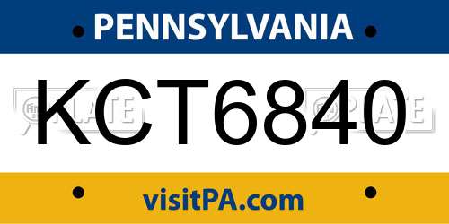KCT6840 Pennsylvania License Plate