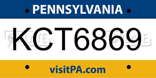 KCT6869 Pennsylvania License Plate