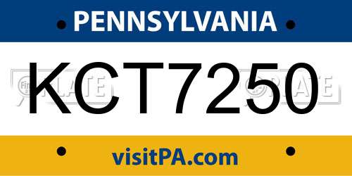 KCT7250 Pennsylvania License Plate